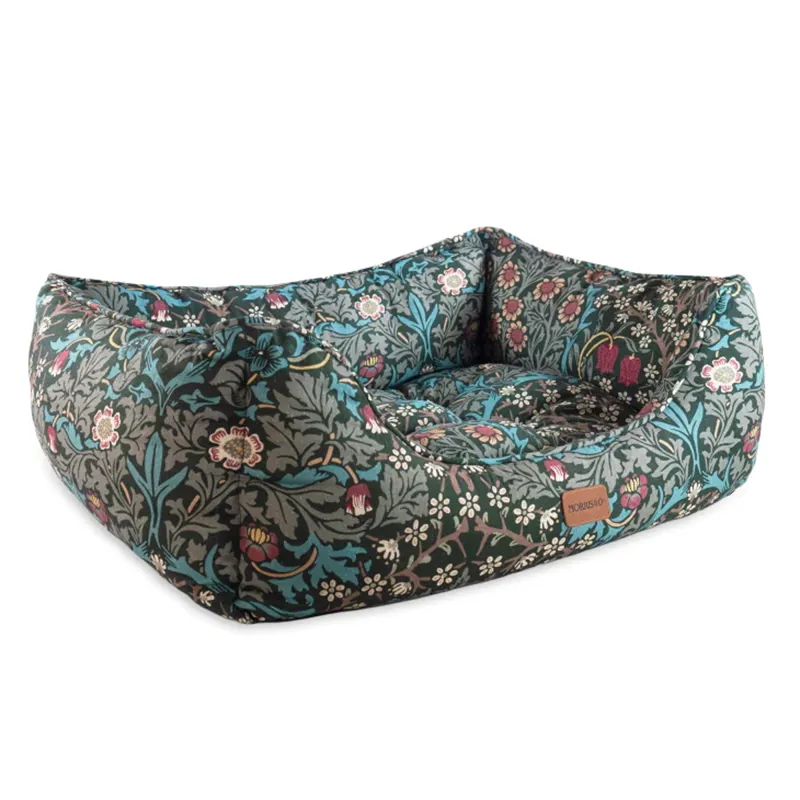 William Morris Blackthorn Print Square Bed - Blackthorn Print